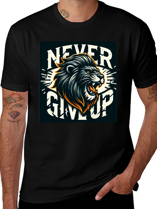 Lion Never Give Up Graphic Tee