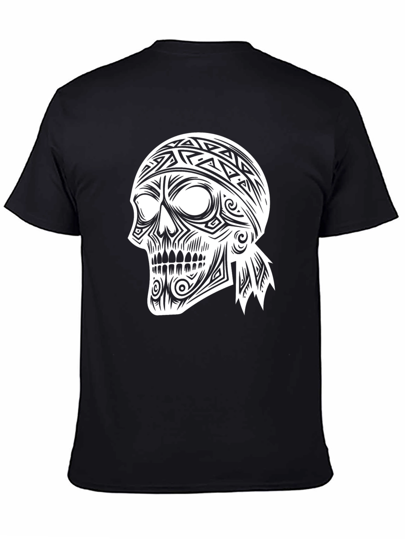 Skull Graphic Tee - Tribal Bandana Design