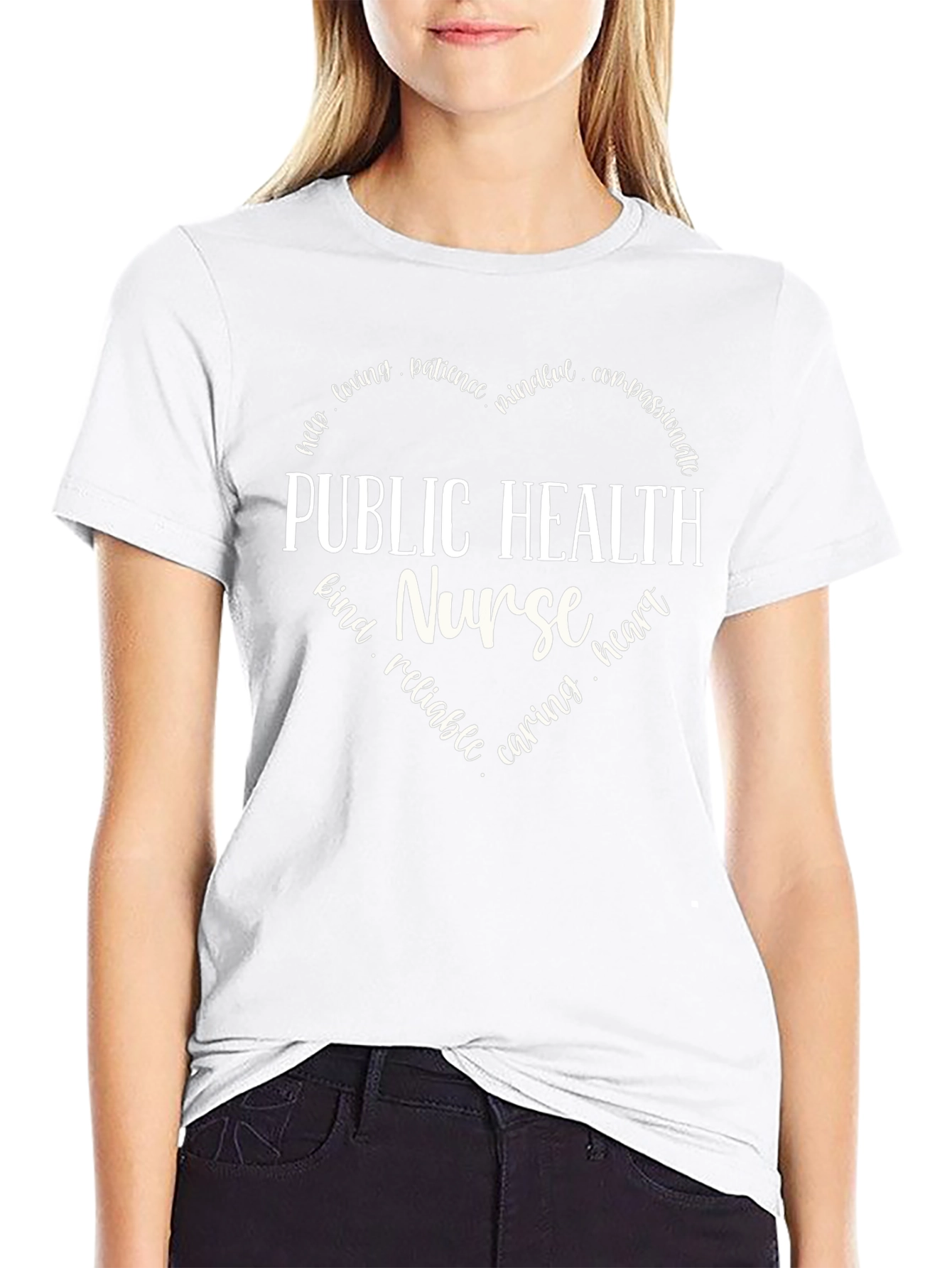 Public Health Nurse Heart Graphic Tee - Black