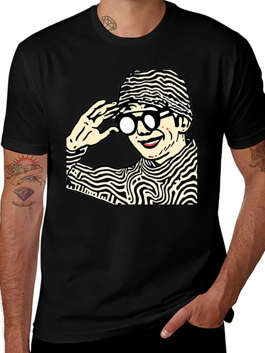 Funky Graphic Print Black Cotton T-Shirt
