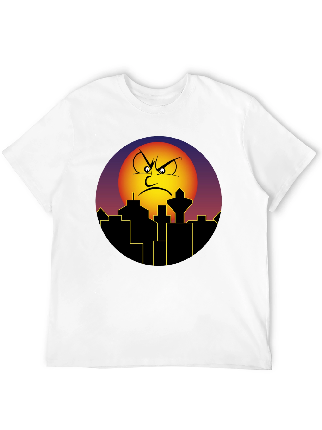 Angry Sun Cityscape Graphic Tee - Black