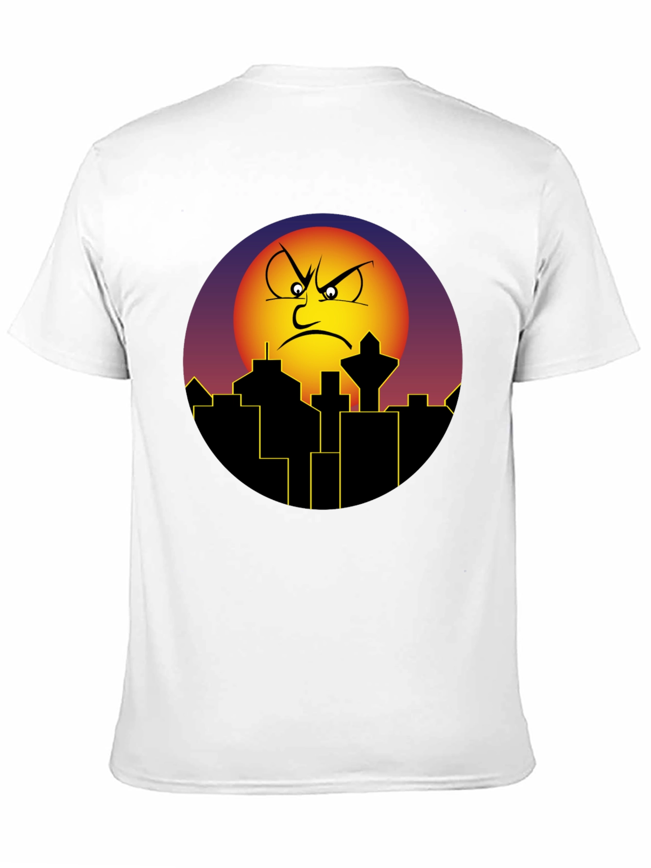 Angry Sun Cityscape Graphic Tee - Black