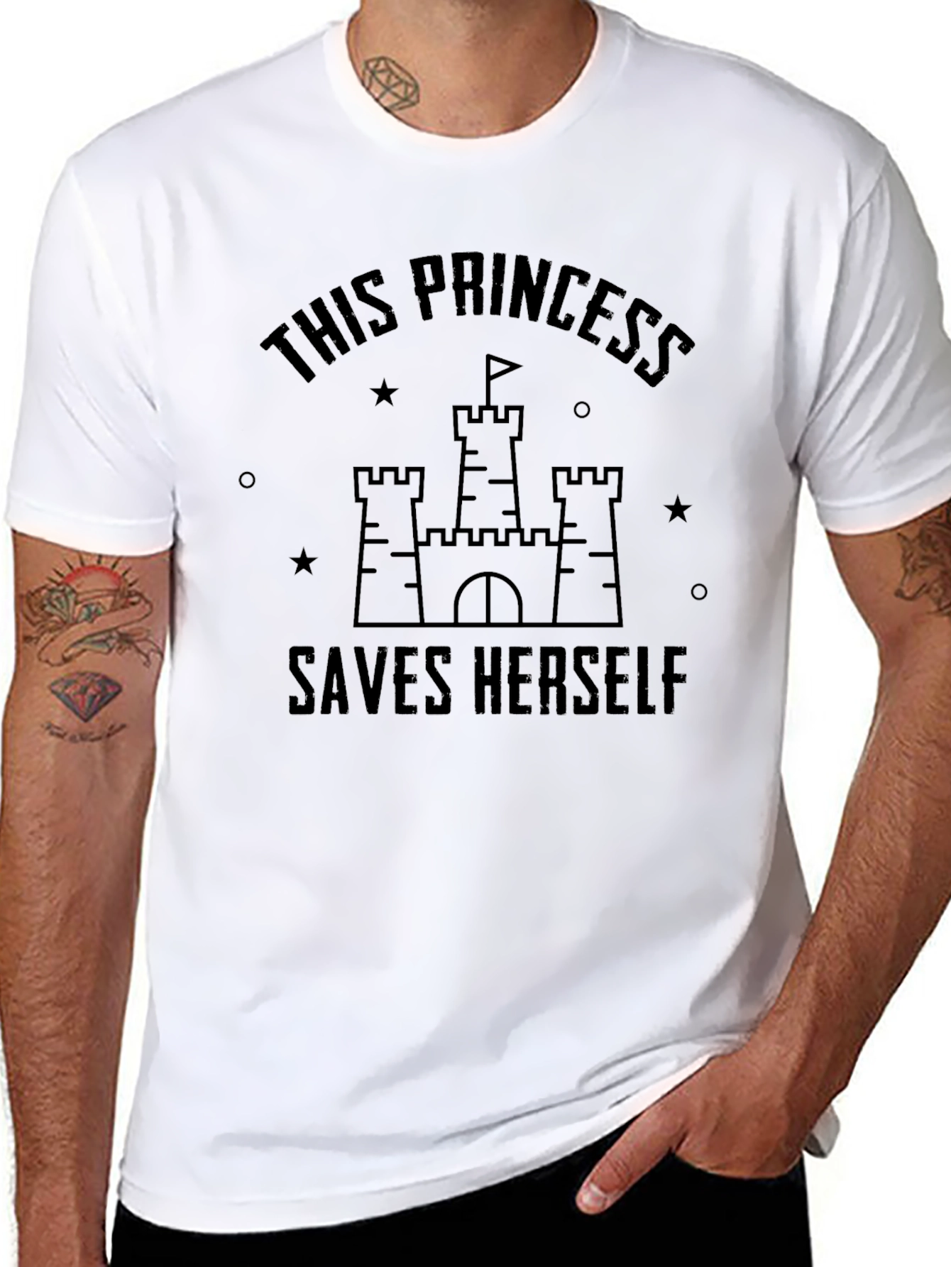 Princess Saves Herself Graphic Tee - Black