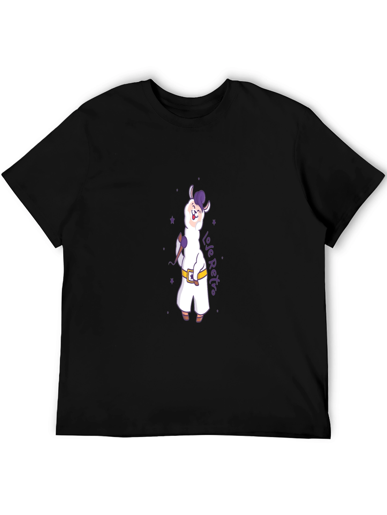 Llama Retro Graphic T-Shirt - Black