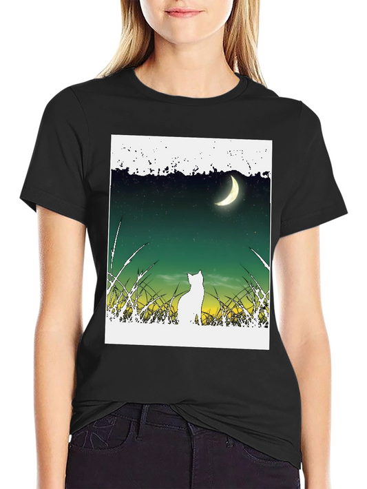 Cat Moon T-Shirt - Unique Graphic Tee