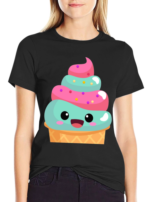 Cute Ice Cream Cone Graphic Tee - Fun Summer Shirt