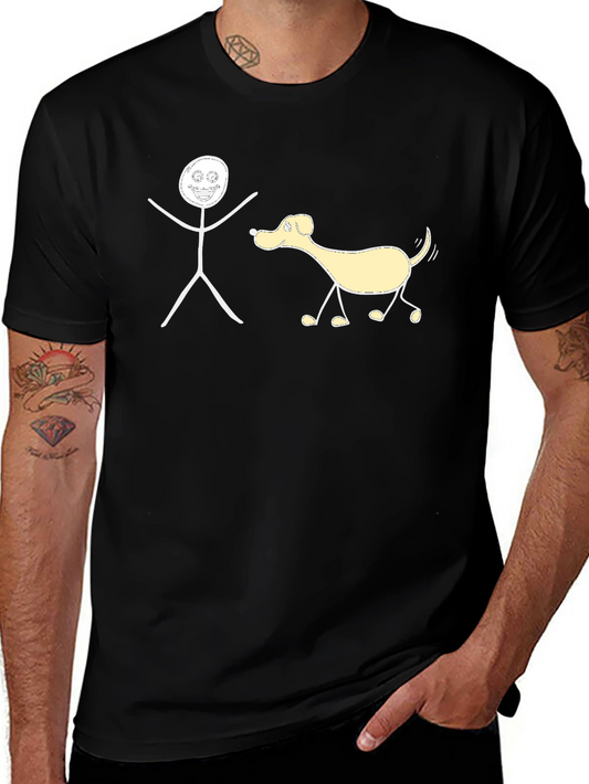 Funny Stick Figure Dog Walker T-Shirt