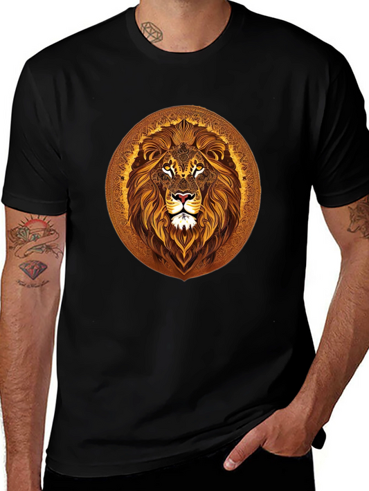 Lion Mandala Graphic Black T-Shirt
