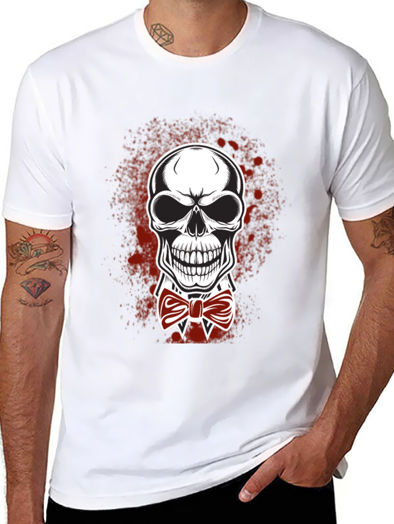 Skull Bowtie Graphic Tee - Mens Black T-Shirt