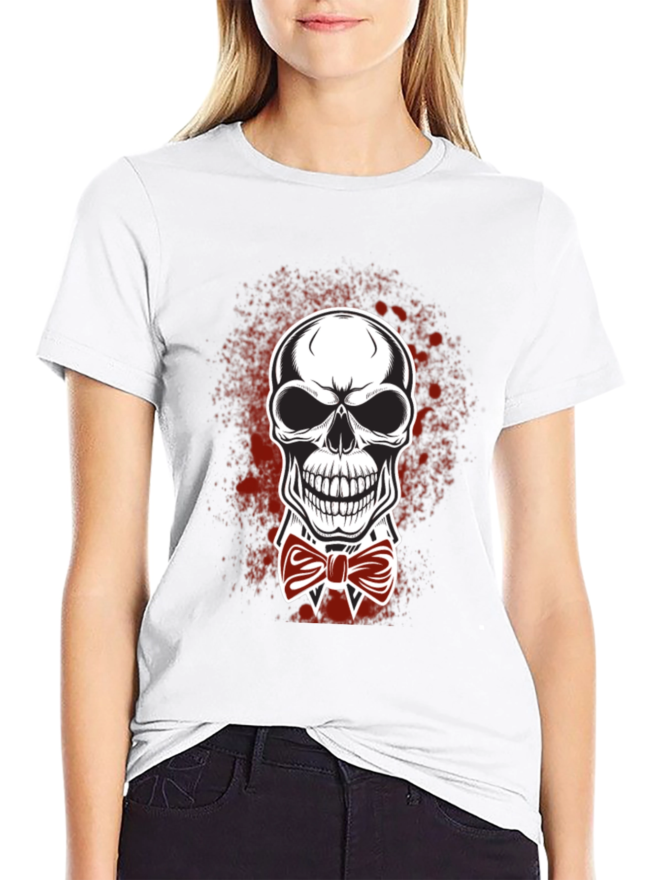 Skull Bowtie Graphic Tee - Mens Black T-Shirt