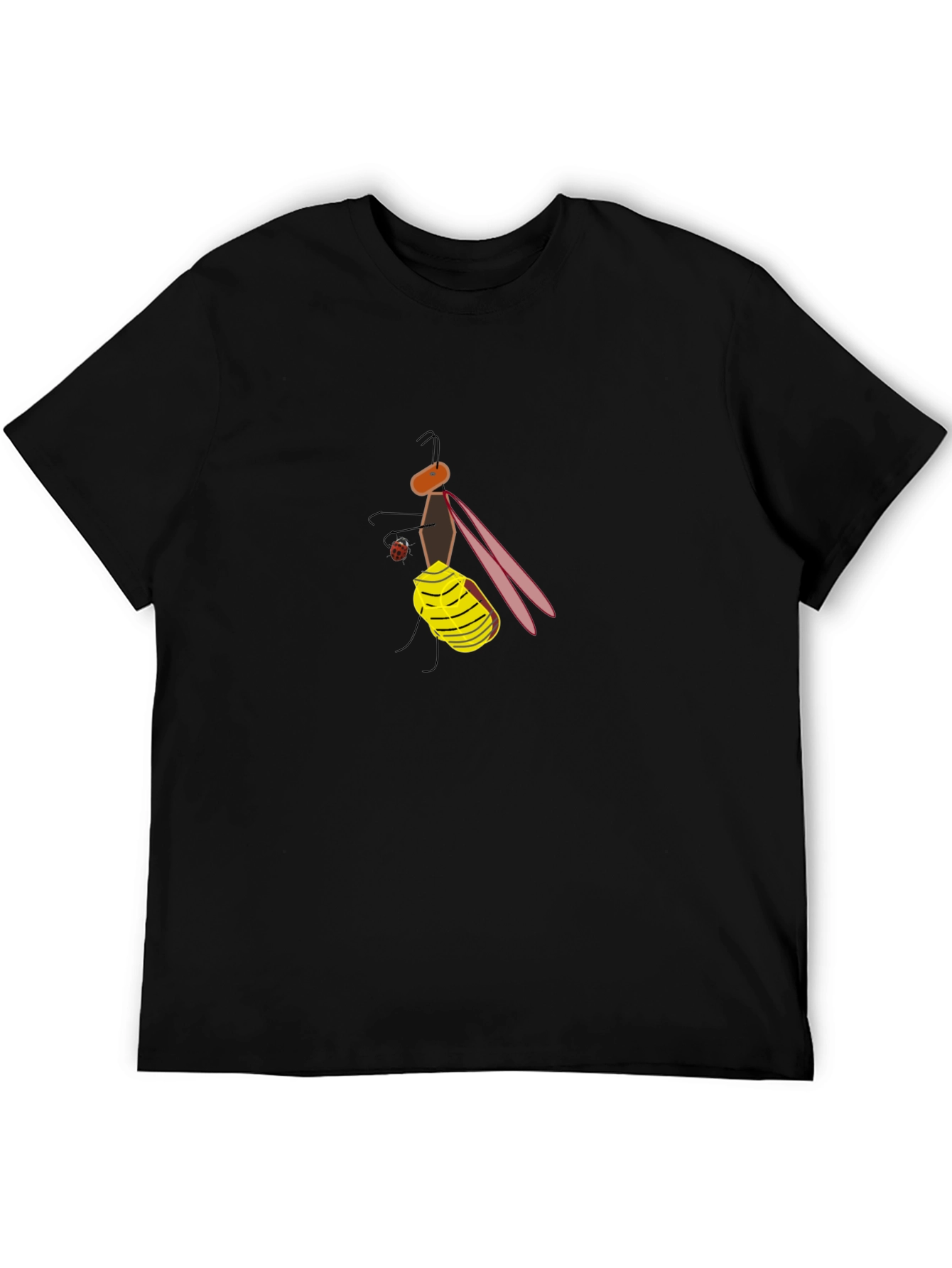 Black T-Shirt with Funky Fly Graphic