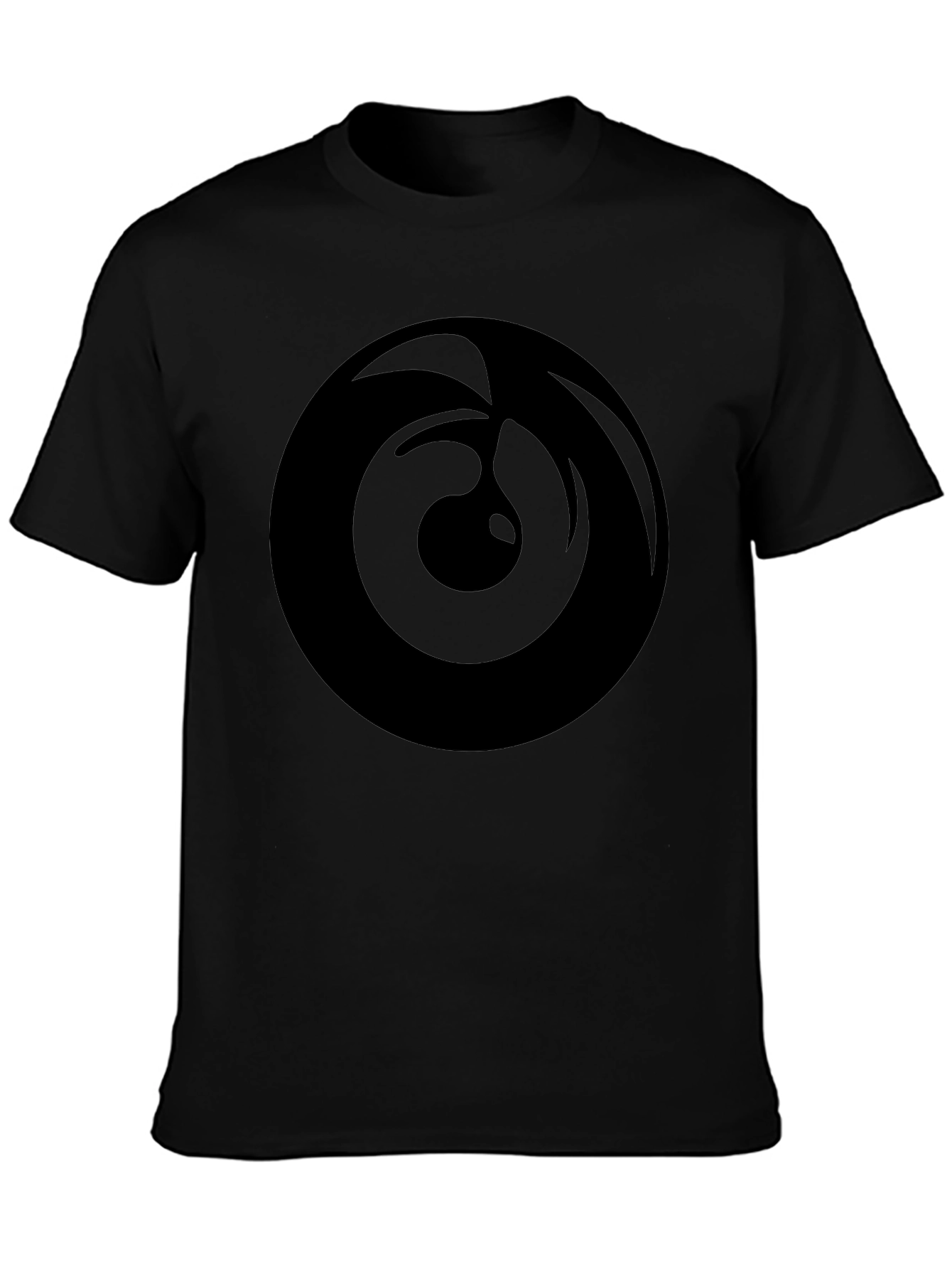 Mens Black Graphic Tee - Abstract Circle Design