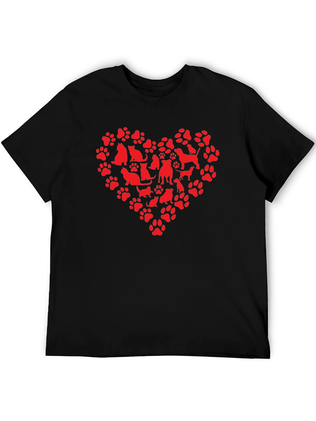 Dog & Cat Paw Print Heart Graphic T-Shirt