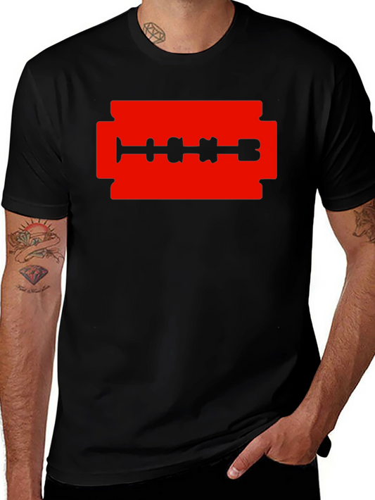 Edgy Razor Blade Graphic T-Shirt - Black