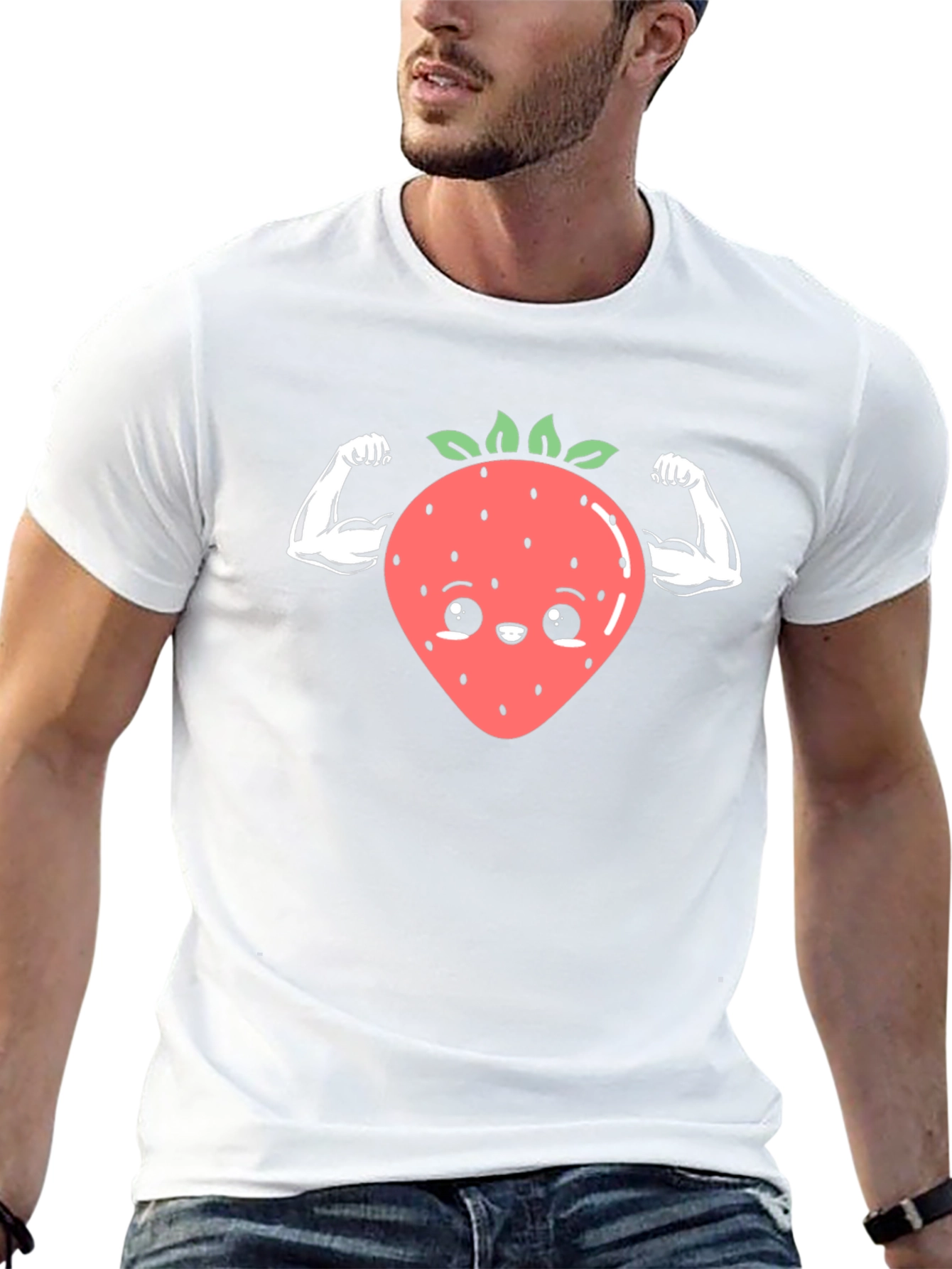 Funny Strawberry Muscles Black T-Shirt