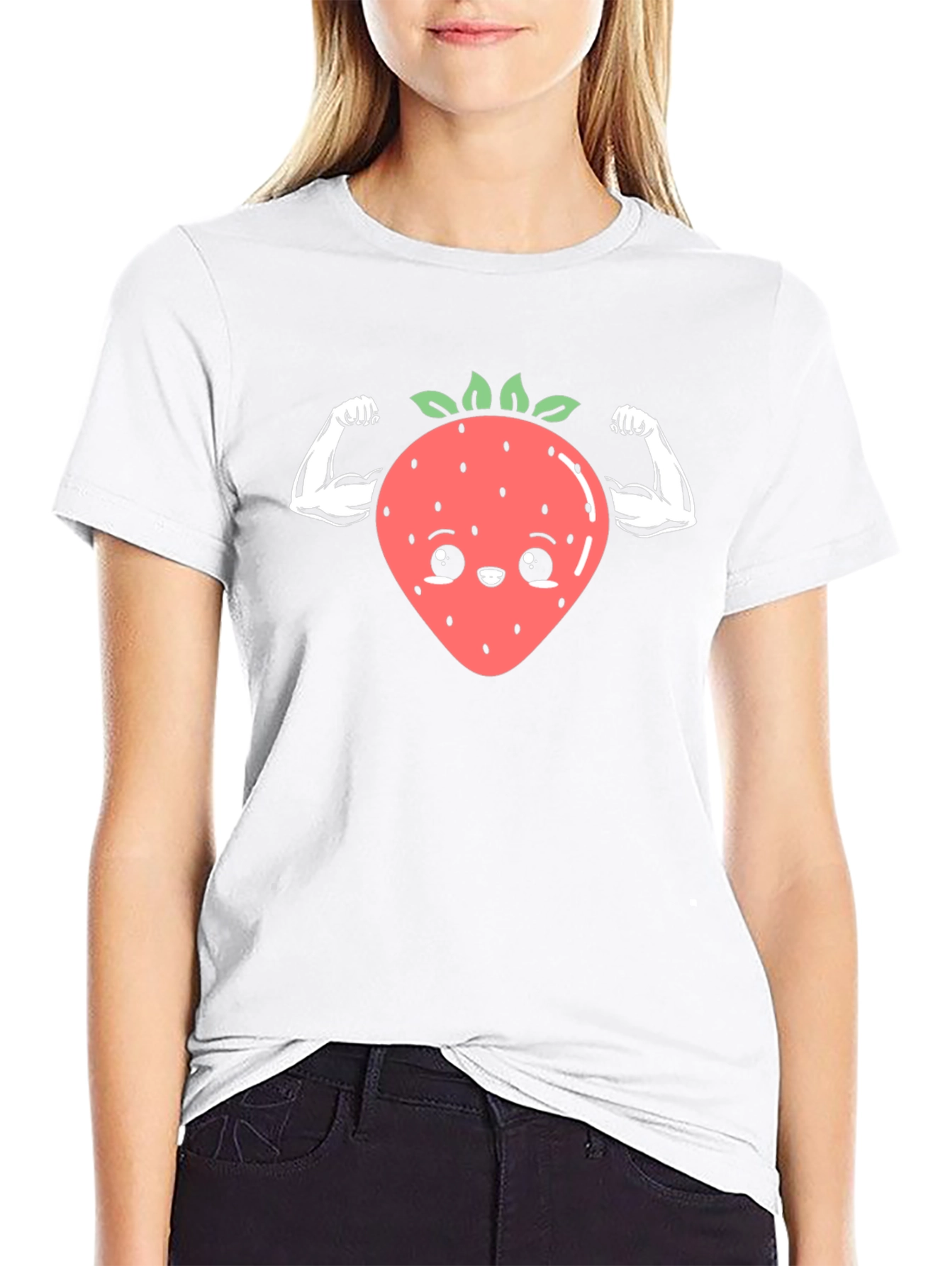 Funny Strawberry Muscles Black T-Shirt