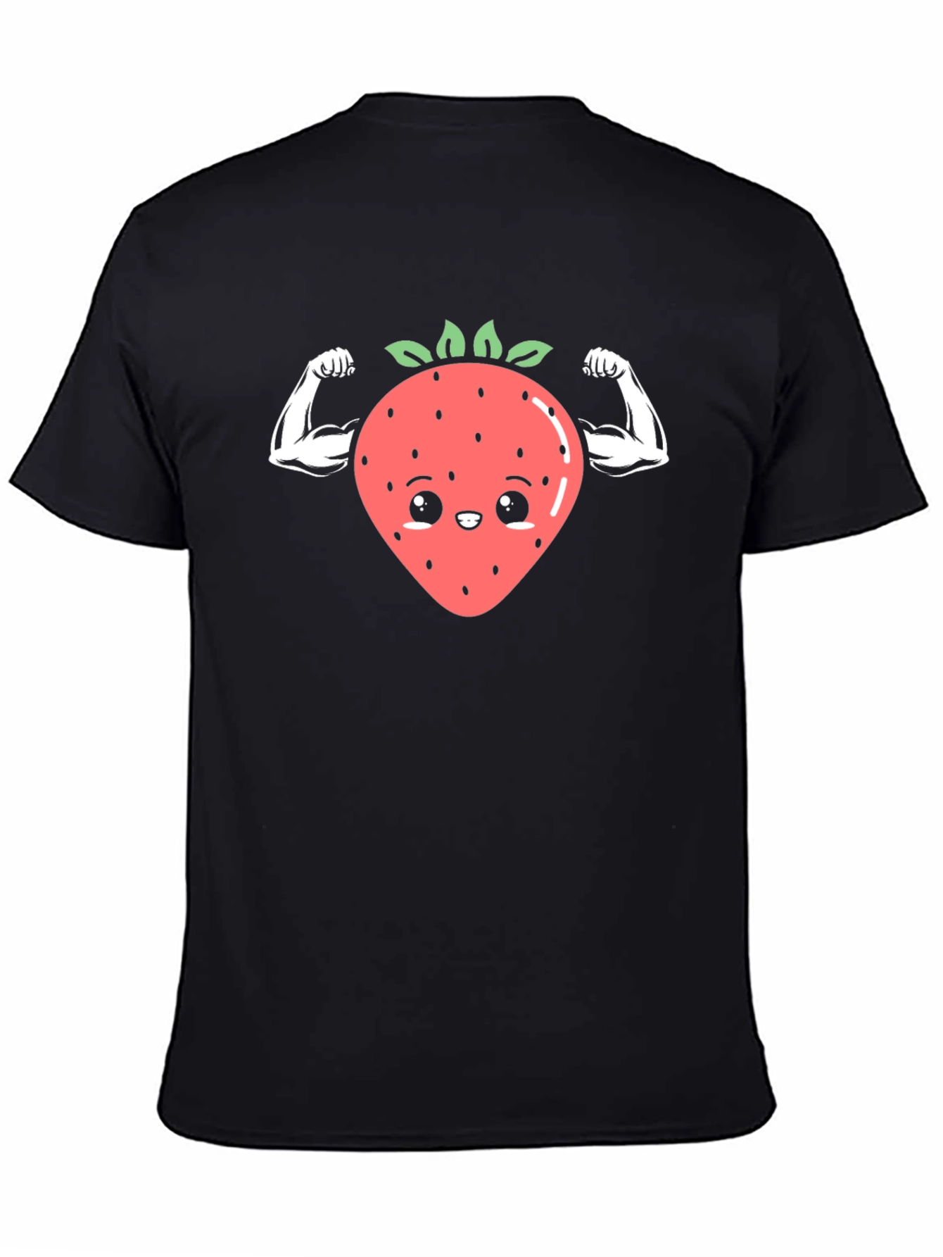 Funny Strawberry Muscles Black T-Shirt