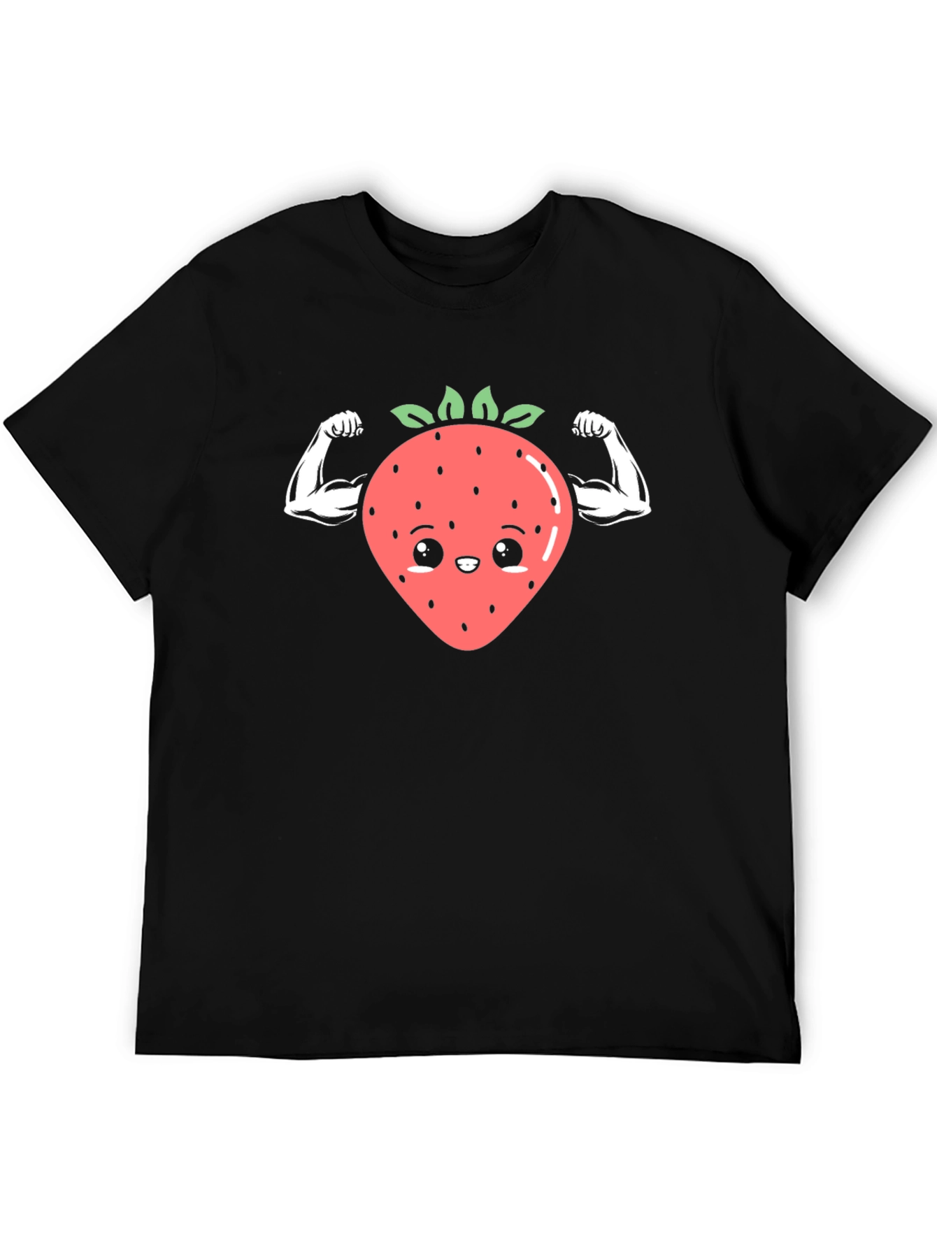 Funny Strawberry Muscles Black T-Shirt