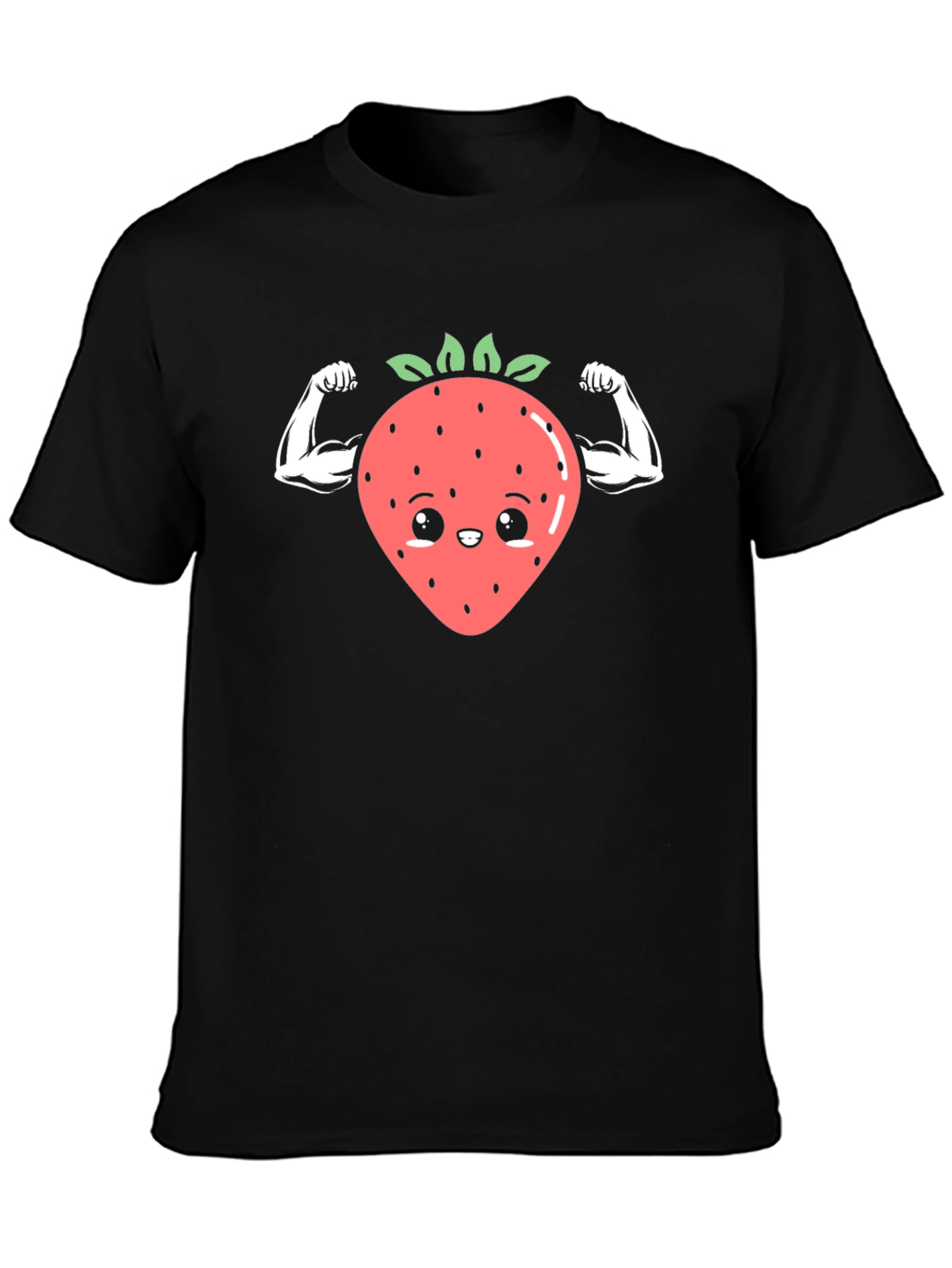 Funny Strawberry Muscles Black T-Shirt
