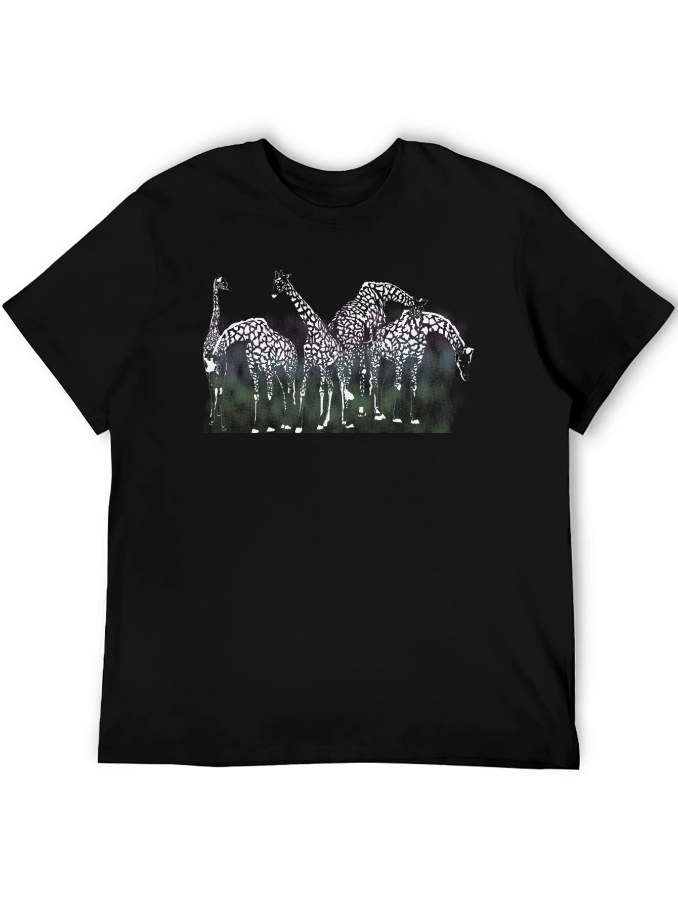 Giraffe Print Black T-Shirt - Animal Graphic Tee