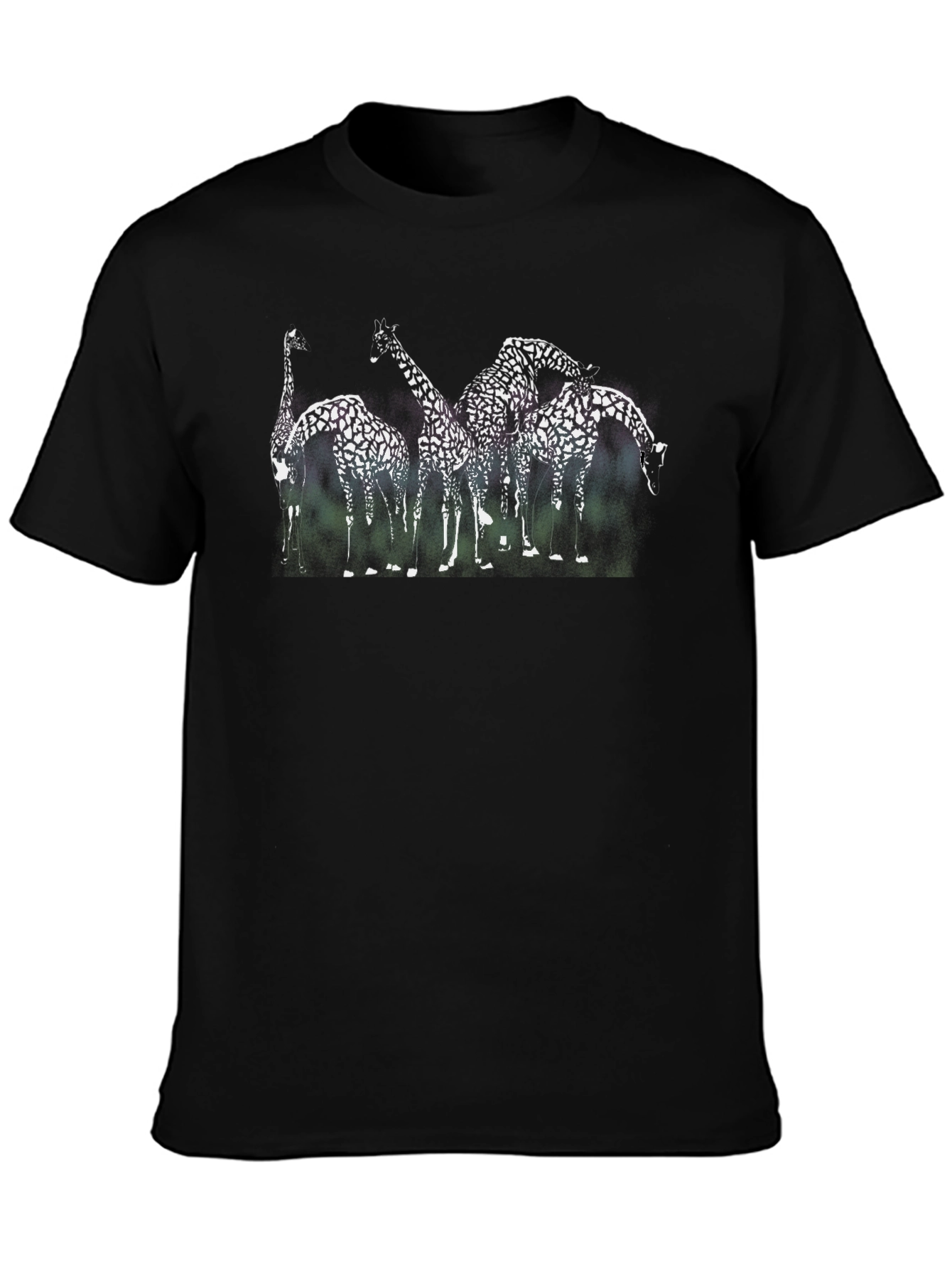Giraffe Print Black T-Shirt - Animal Graphic Tee