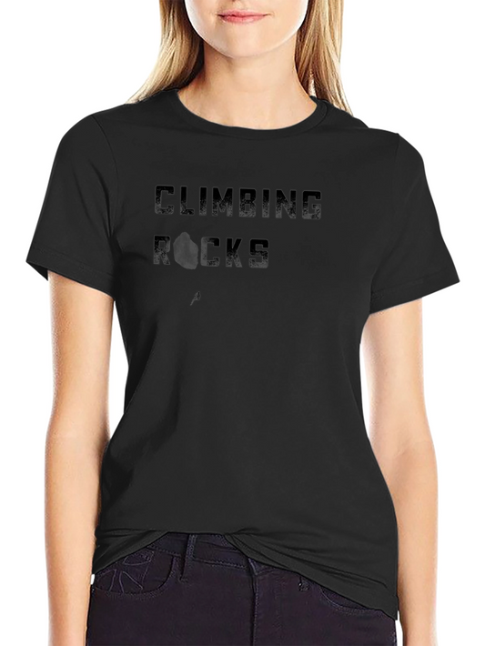 Climbing Rocks Black Graphic Tee - Adventure Style