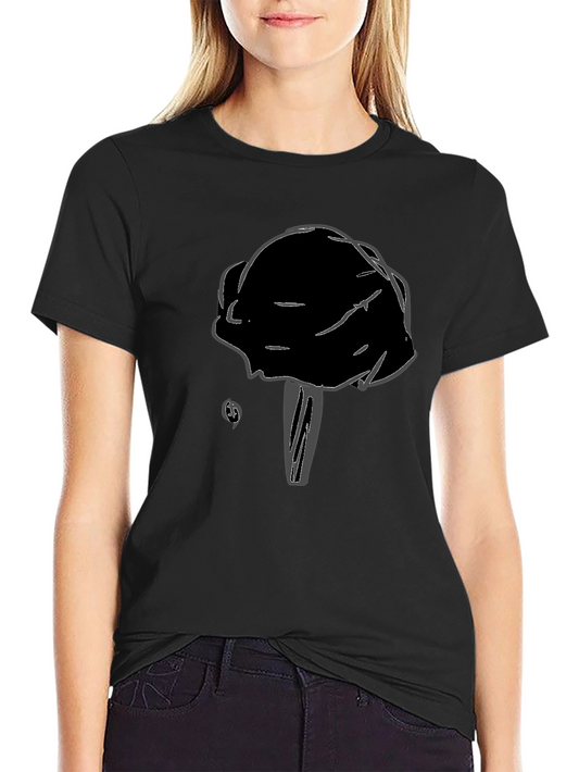 Black T-Shirt with Unique Mushroom Design