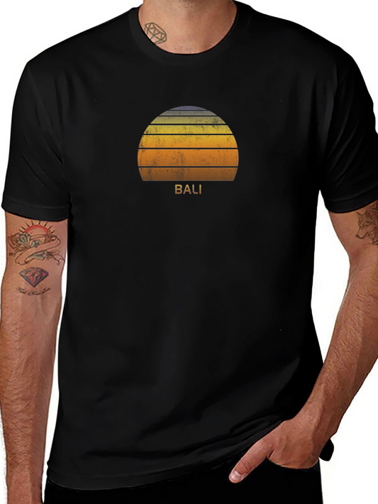 Bali Sunset Graphic Tee - Soft Cotton Black T-Shirt