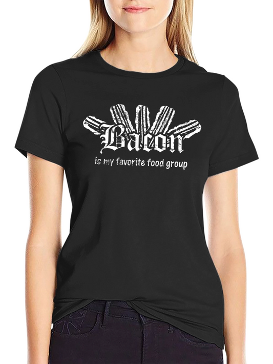 Bacon is My Favorite Food Group Graphic Tee - Black