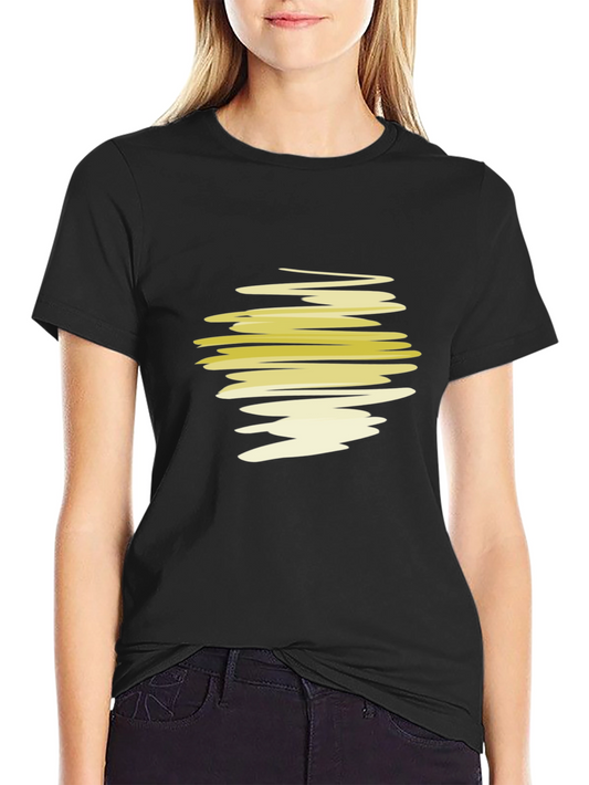 Abstract Yellow Scribble Graphic T-Shirt