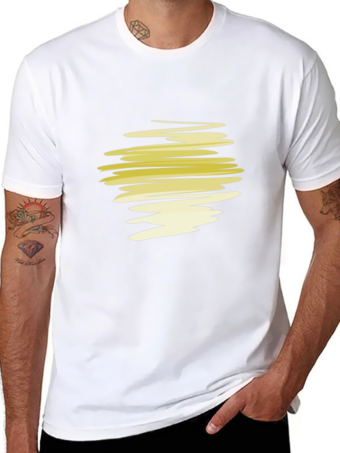 Abstract Yellow Scribble Graphic T-Shirt