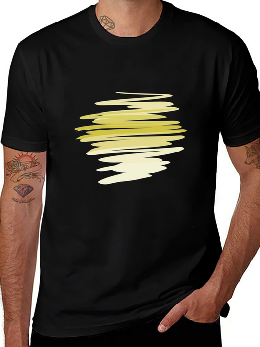 Abstract Yellow Scribble Graphic T-Shirt