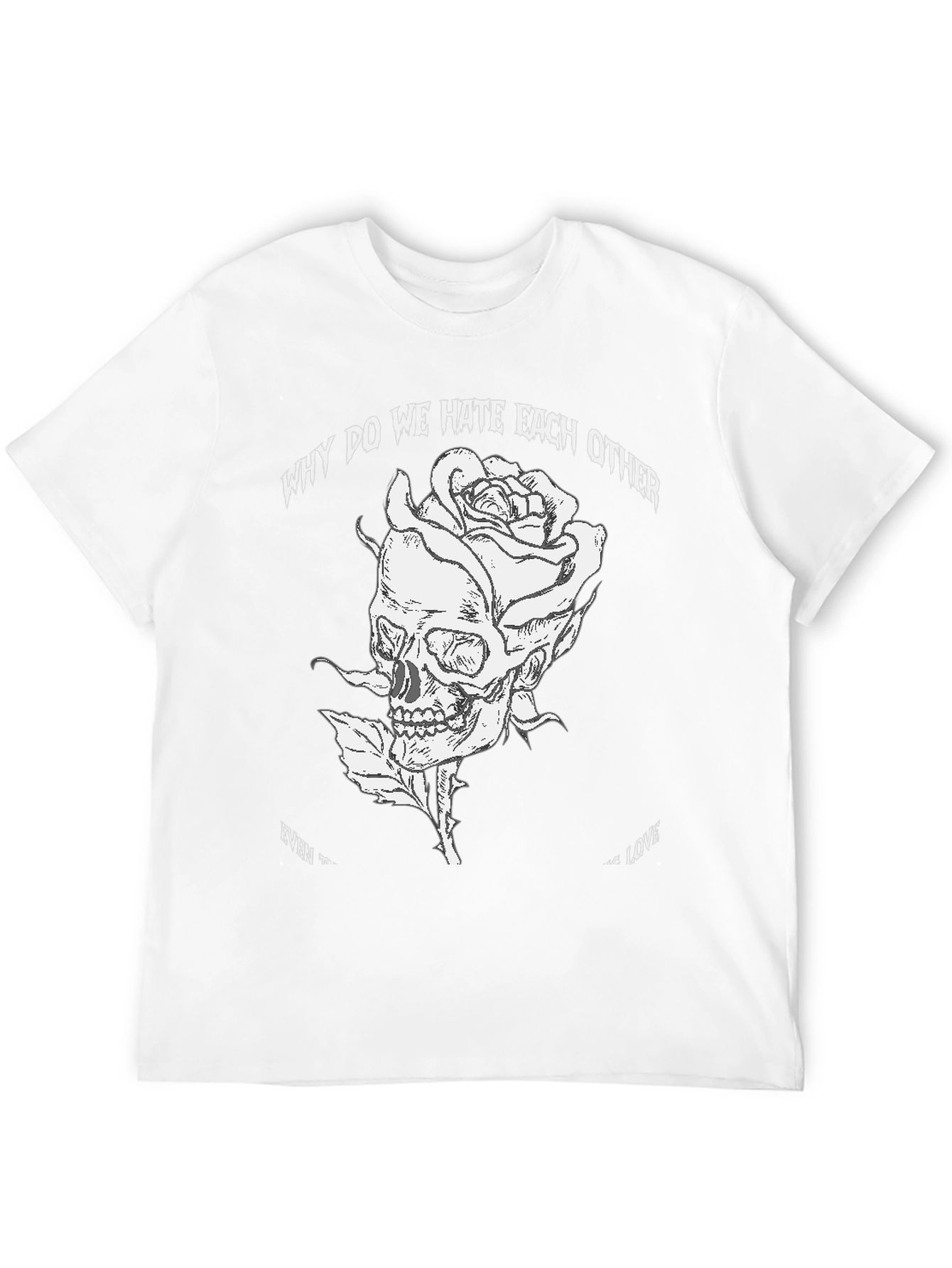 Skull Rose Graphic Tee - Black Cotton Blend T-Shirt