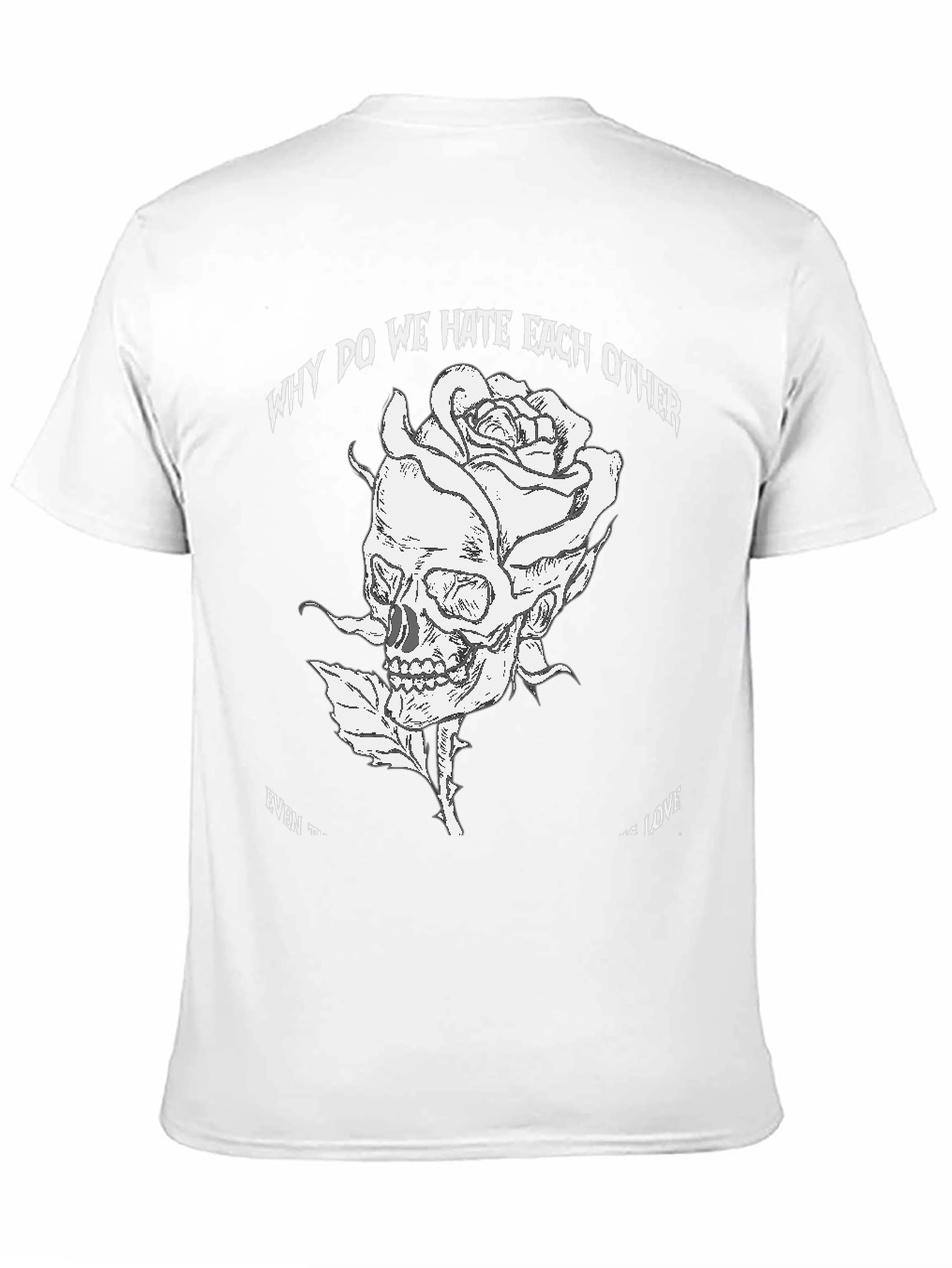 Skull Rose Graphic Tee - Black Cotton Blend T-Shirt