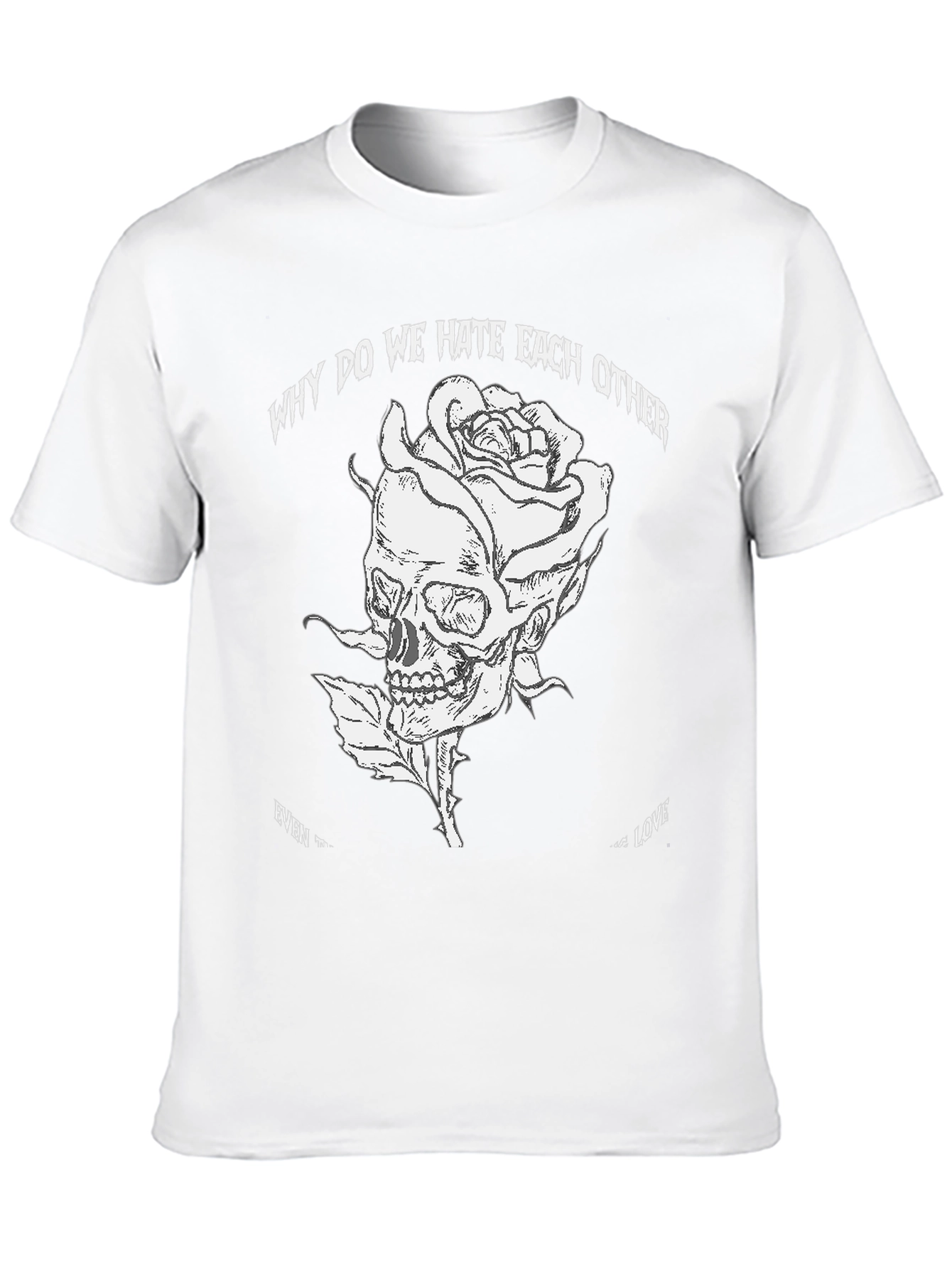 Skull Rose Graphic Tee - Black Cotton Blend T-Shirt