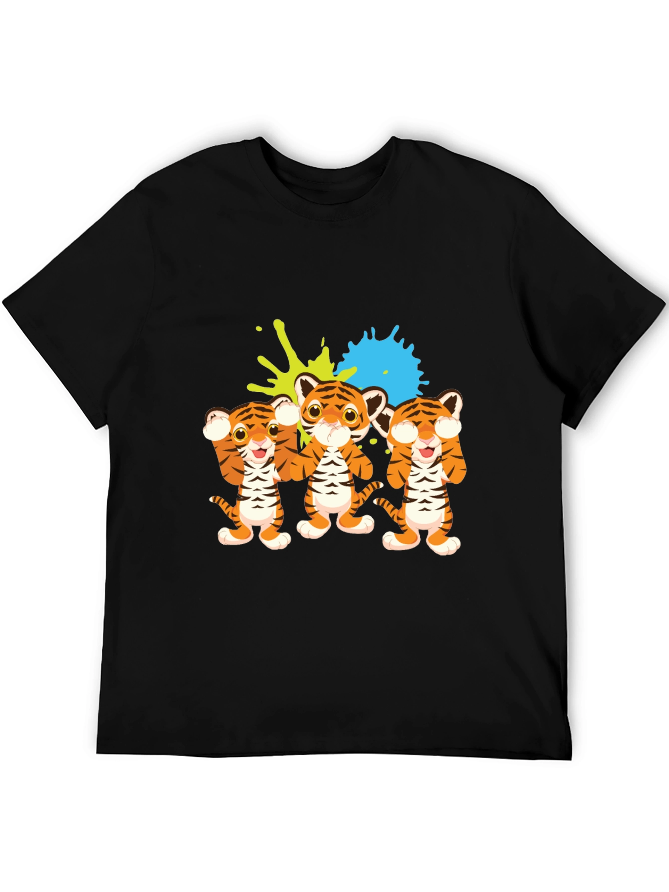 Cute Tiger Trio Graphic Tee - Black