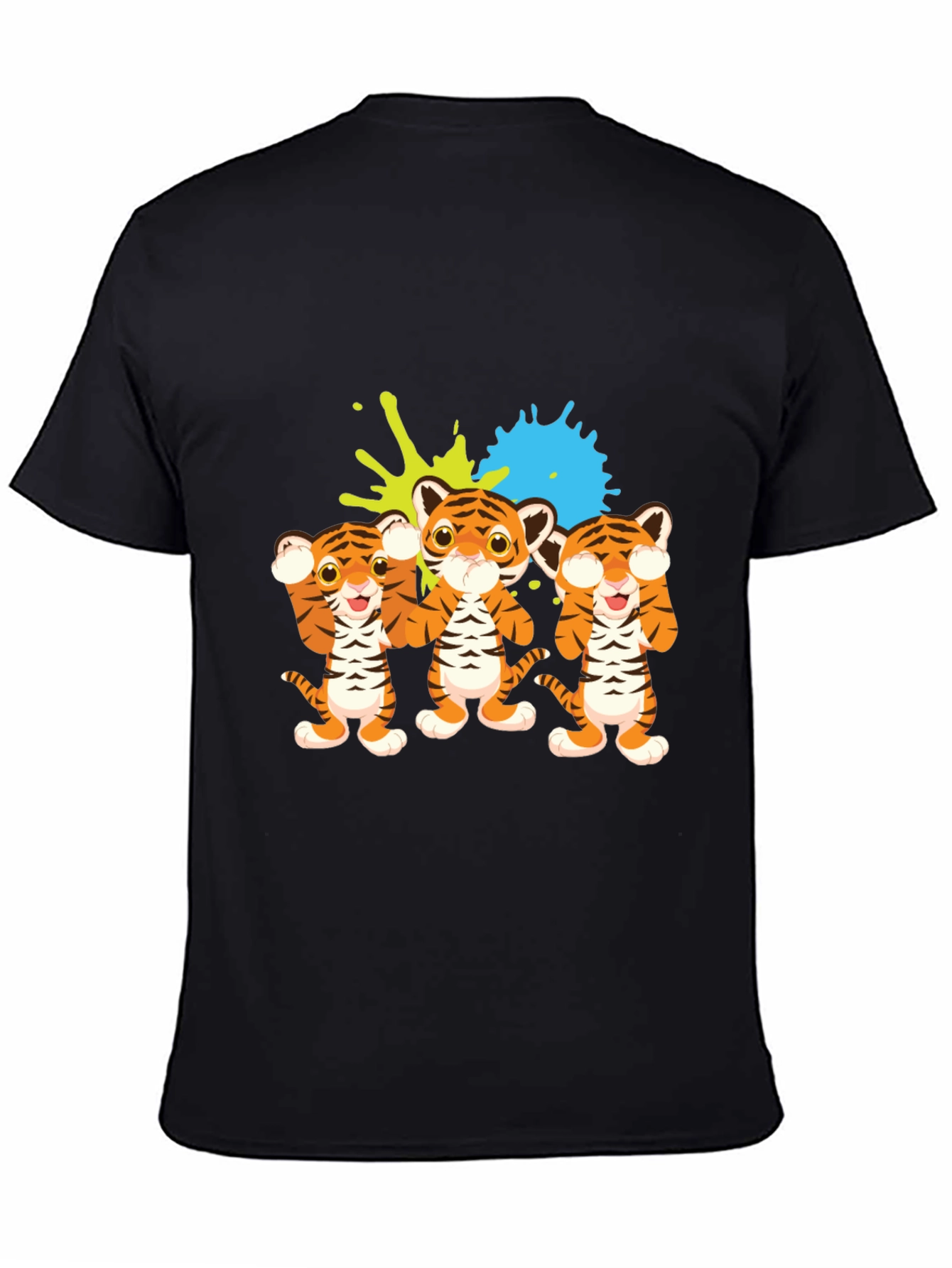 Cute Tiger Trio Graphic Tee - Black
