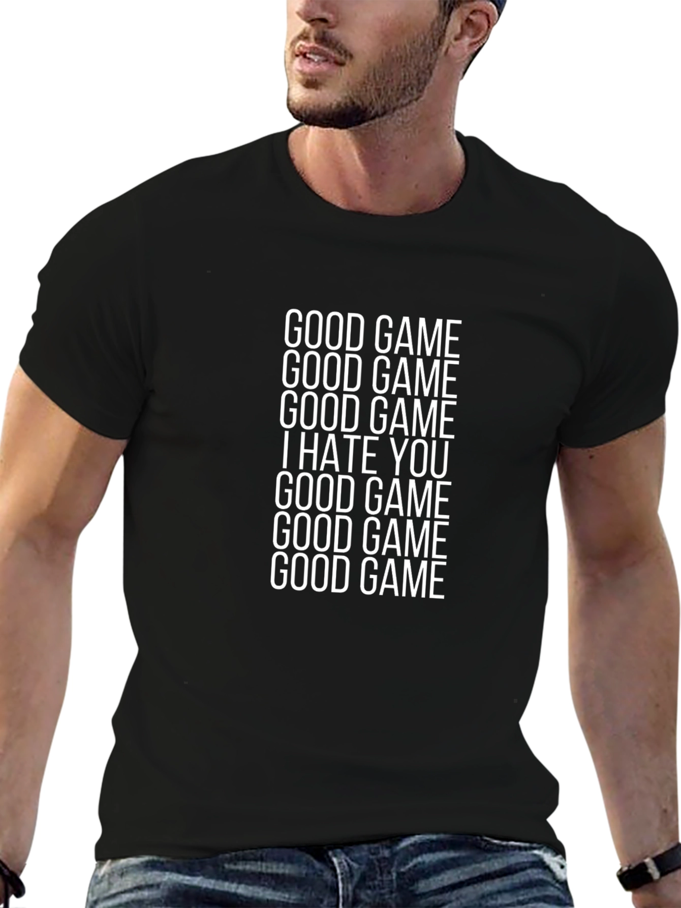 Good Game I Hate You Black Graphic Tee Shirt