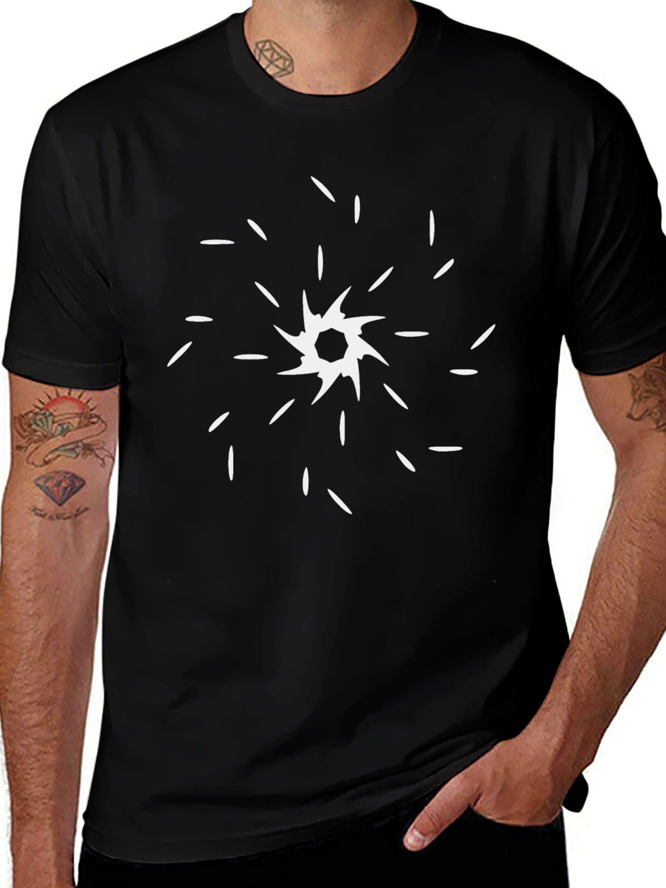 Abstract Starburst Graphic T-Shirt - Modern Black Tee