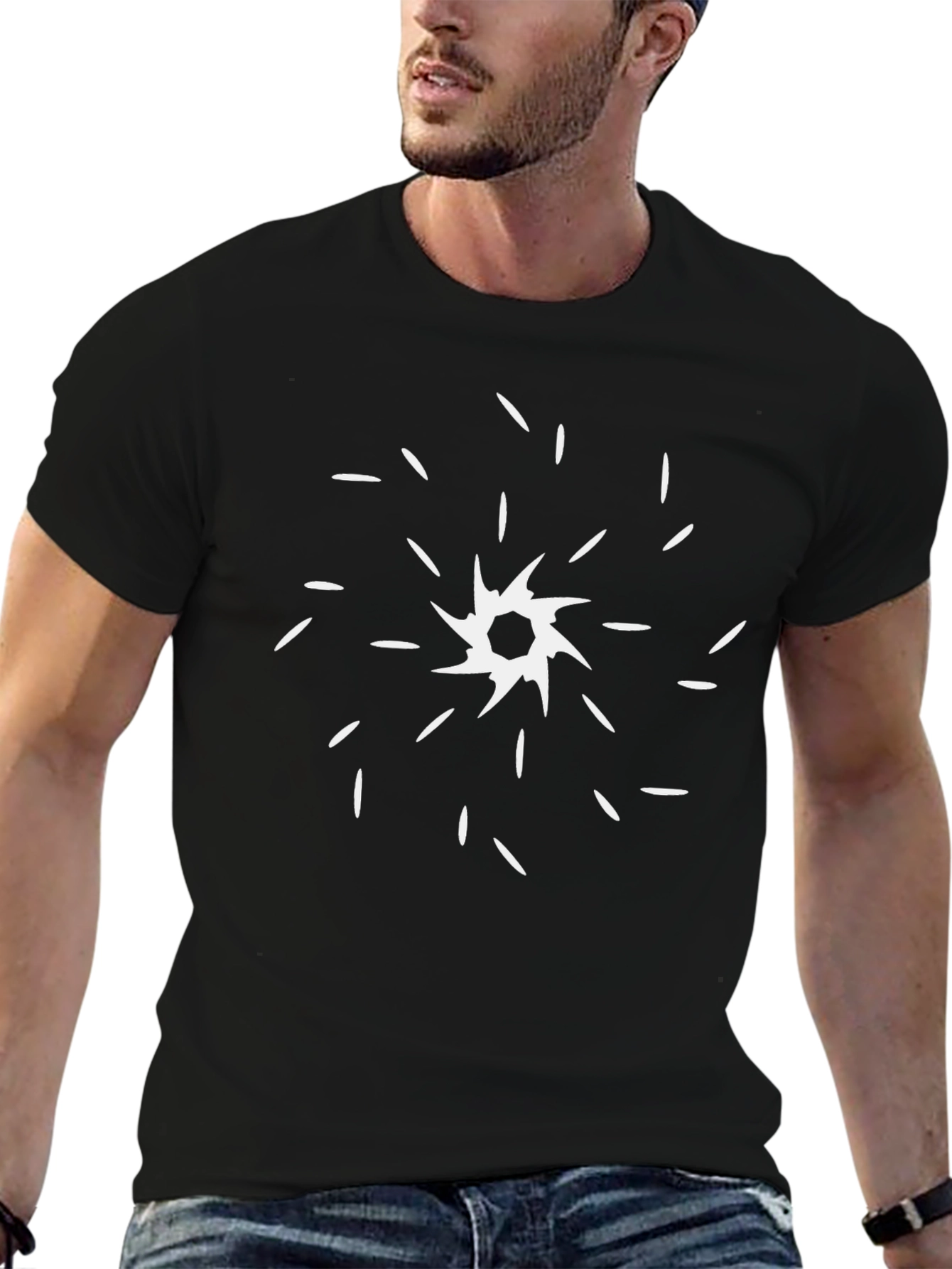 Abstract Starburst Graphic T-Shirt - Modern Black Tee