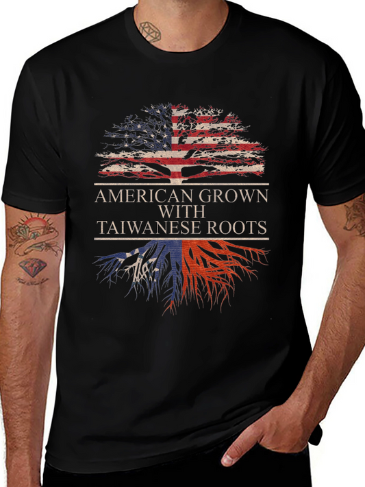 American Grown Taiwanese Roots Graphic T-Shirt