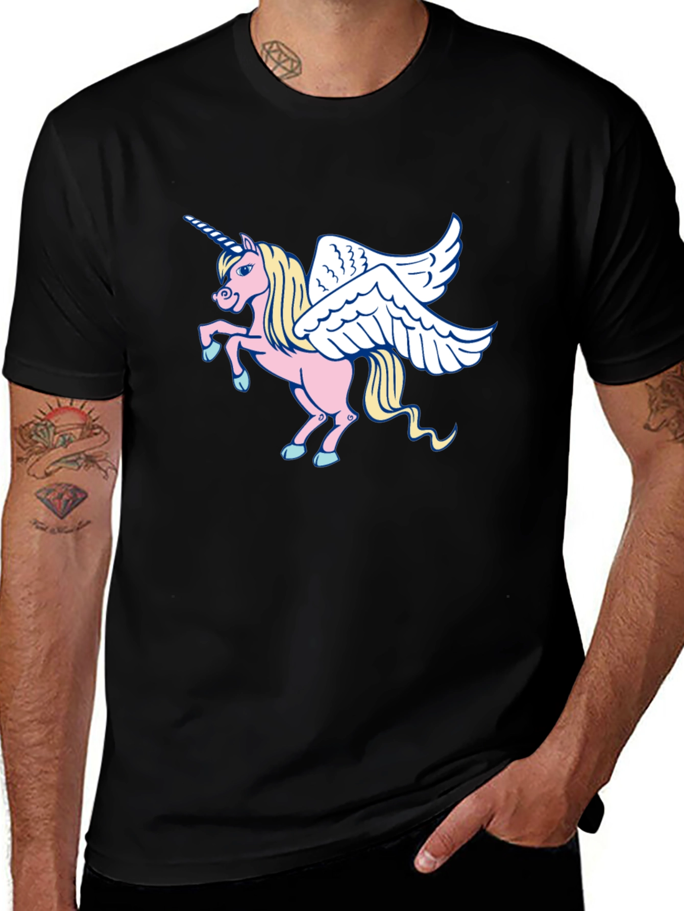 Unicorn Pegasus Graphic Tee - Black