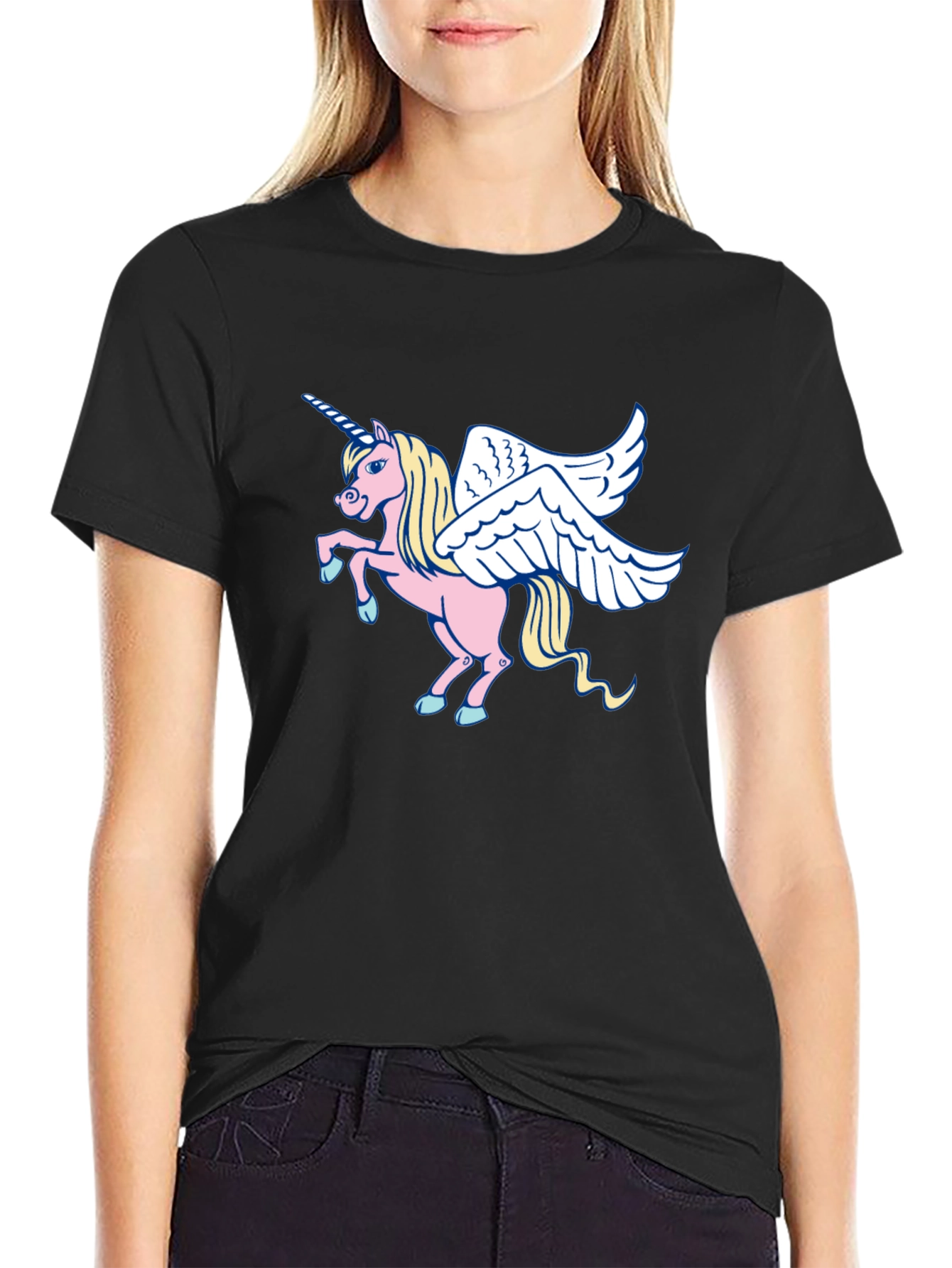 Unicorn Pegasus Graphic Tee - Black