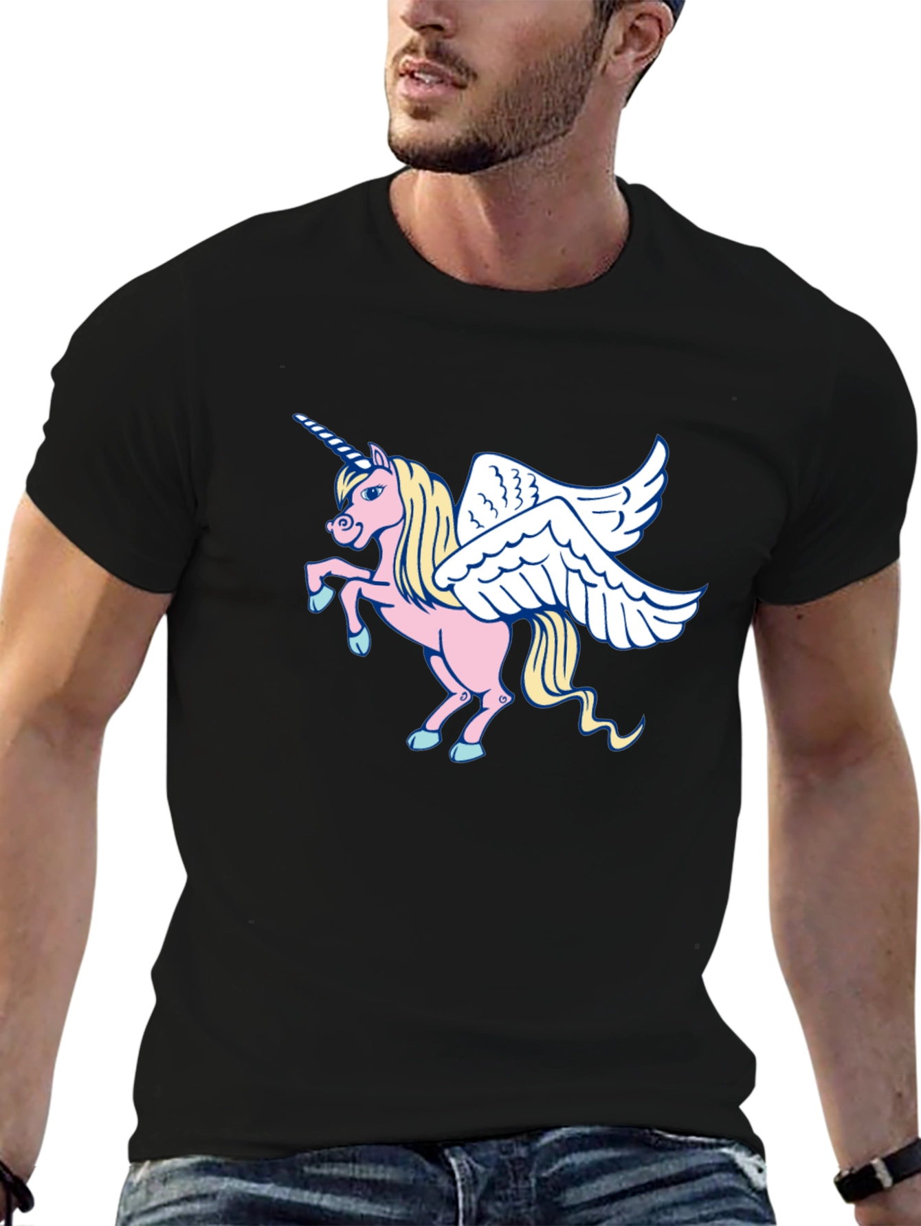 Unicorn Pegasus Graphic Tee - Black