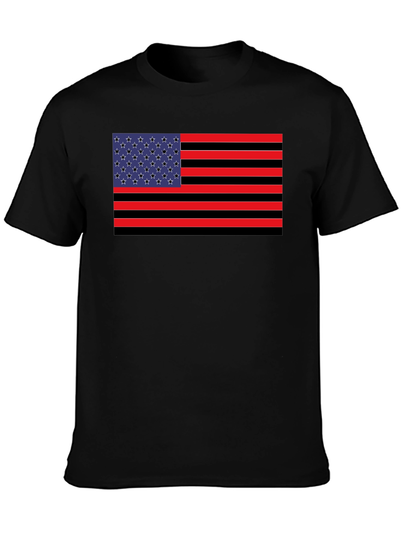American Flag Graphic Tee - Black Cotton Blend Shirt