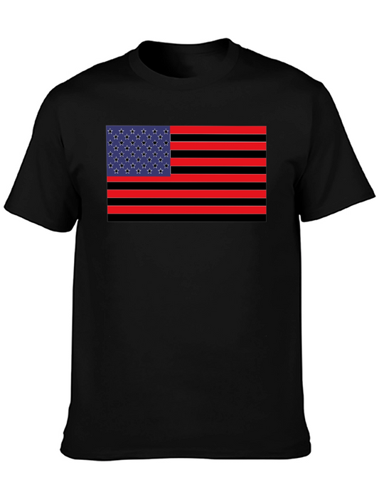 American Flag Graphic Tee - Black Cotton Blend Shirt