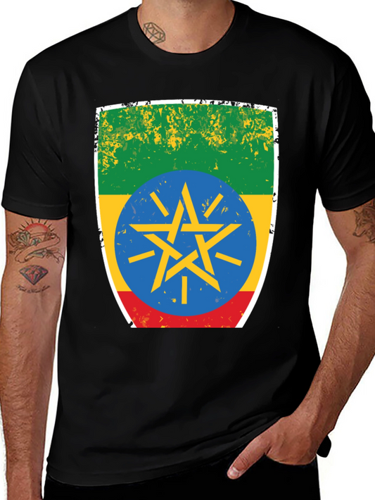 Ethiopia Flag T-Shirt - Distressed Design