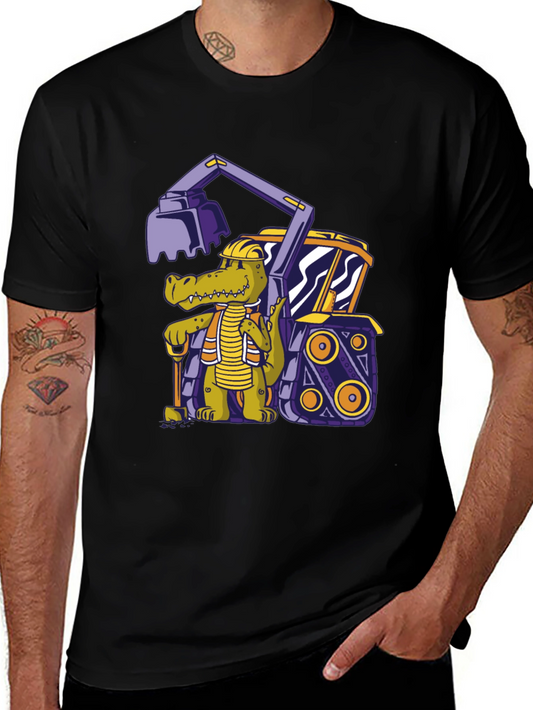 Crocodile Excavator T-Shirt - Cartoon Construction Tee