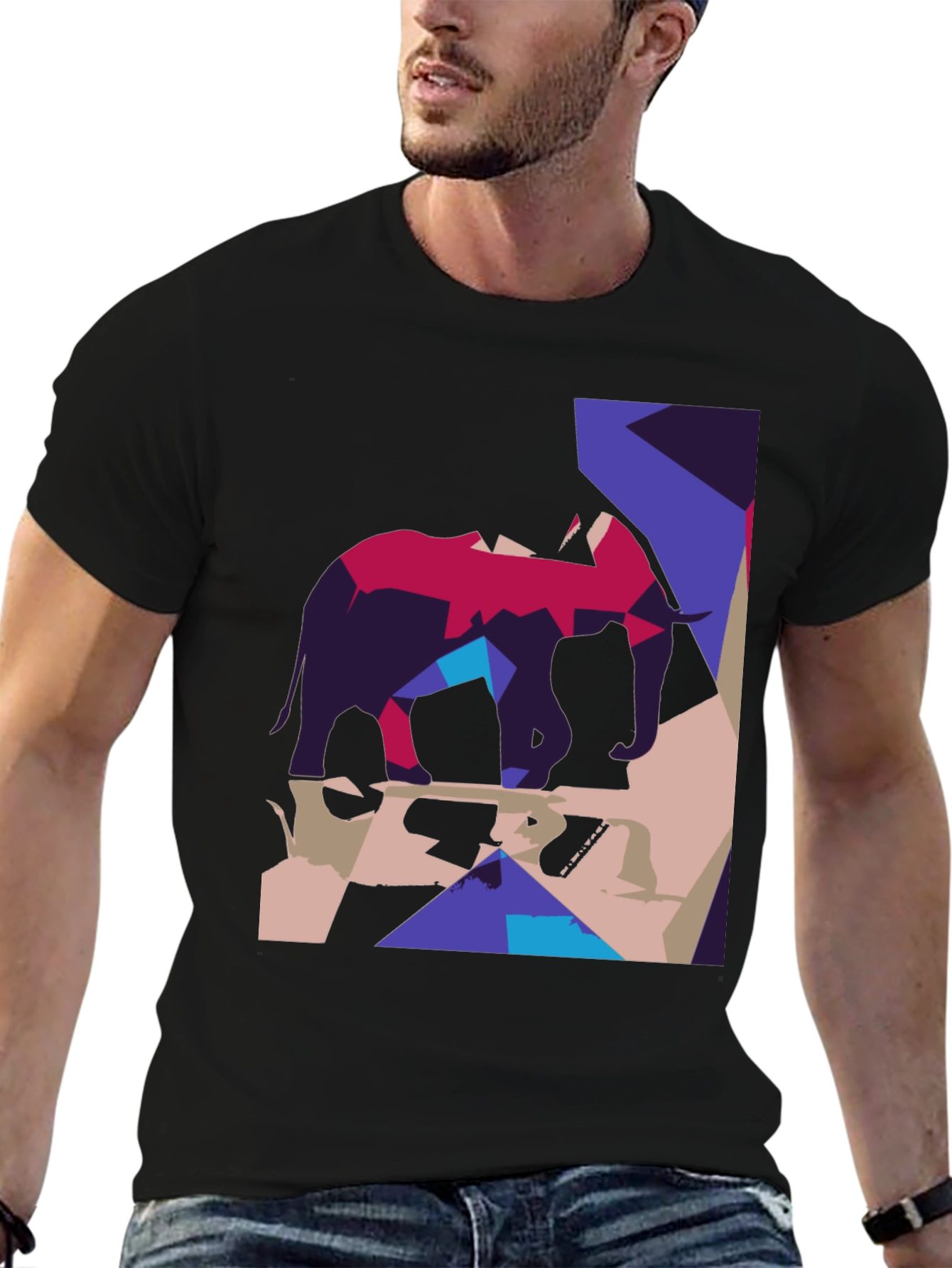 Abstract Elephant Graphic Tee - Modern Art Shirt