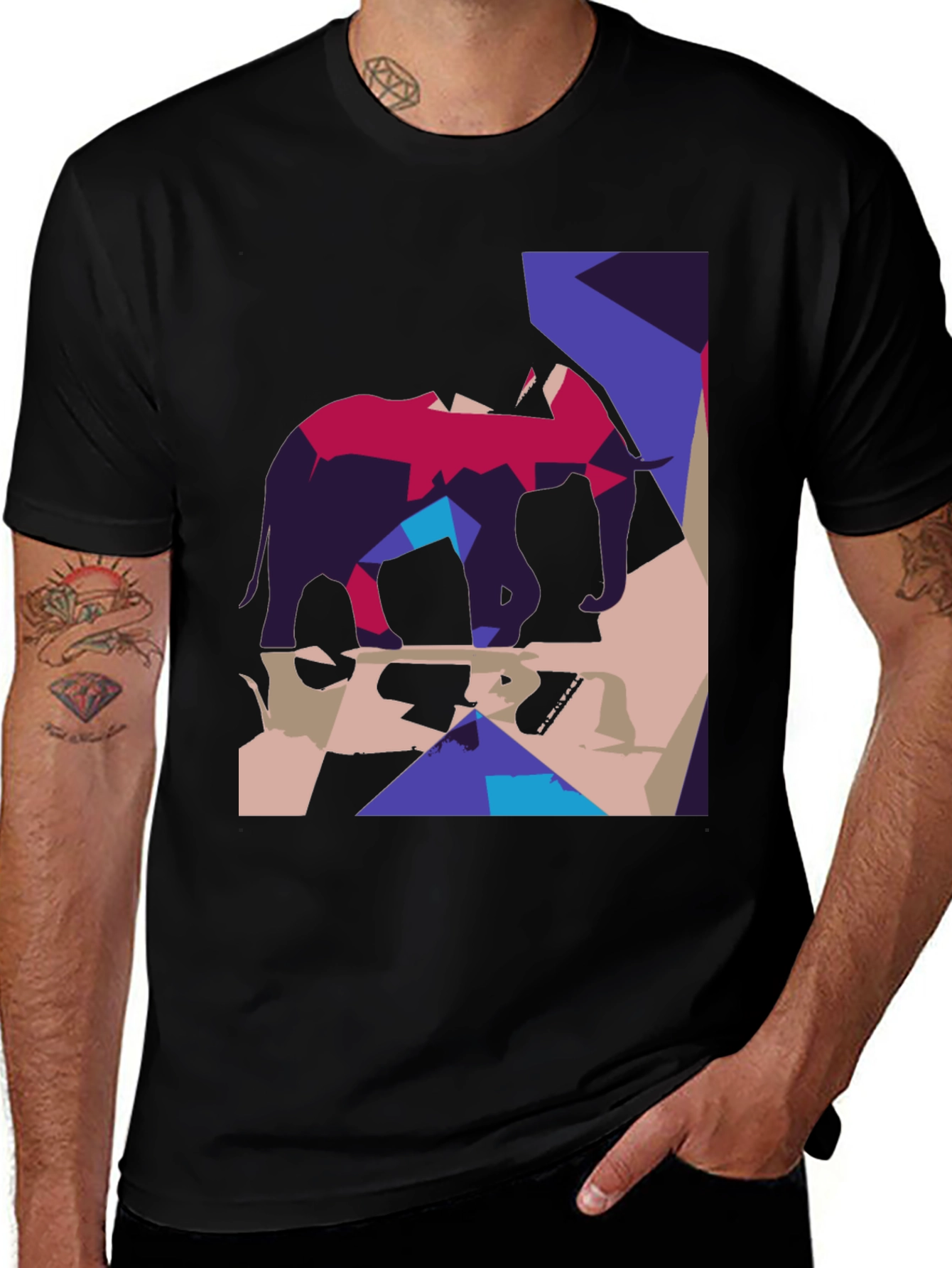 Abstract Elephant Graphic Tee - Modern Art Shirt